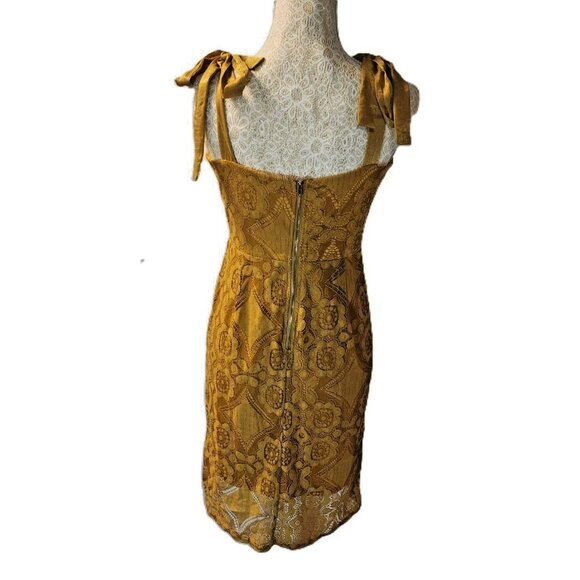 Medium 4SI3NNA Yellow Cotton Poly Blend Knee Length Dress Adjustable Straps - Picture 2 of 10